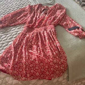 Tommy Hilfiger Red Floral Smocked Waist Casual Dress